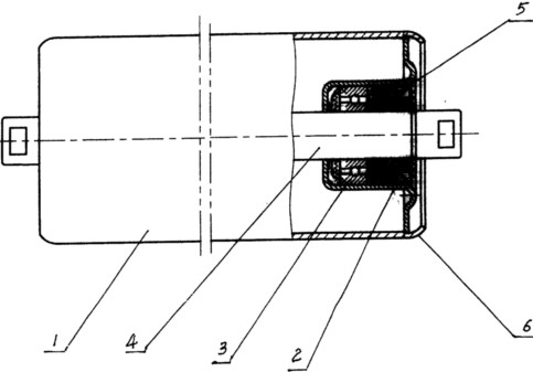 橡膠帶防割圓弧形托輥結(jié)構(gòu)圖